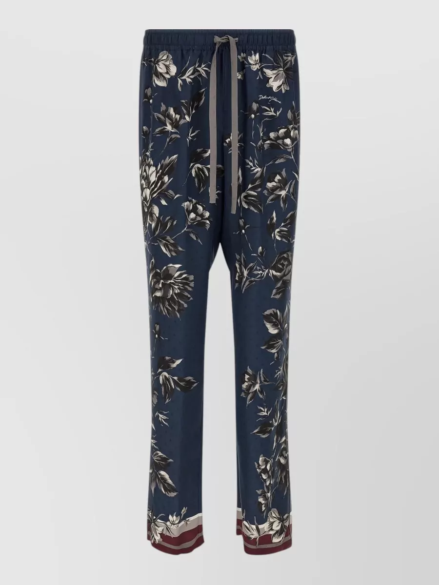 Dolce&Gabbana silk peonie print wide-leg track pants