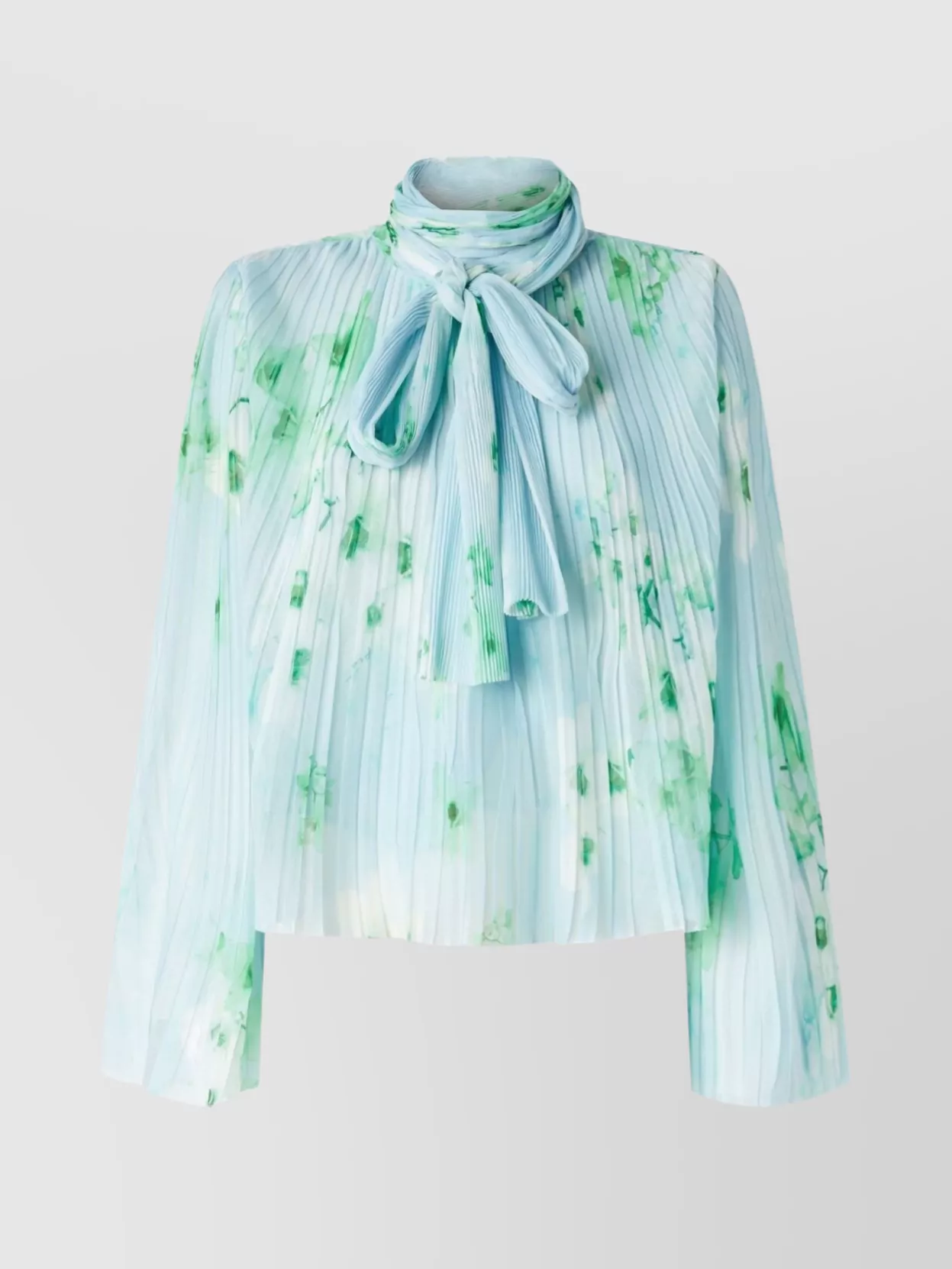 Pinko pleated sheer floral bow long sleeves