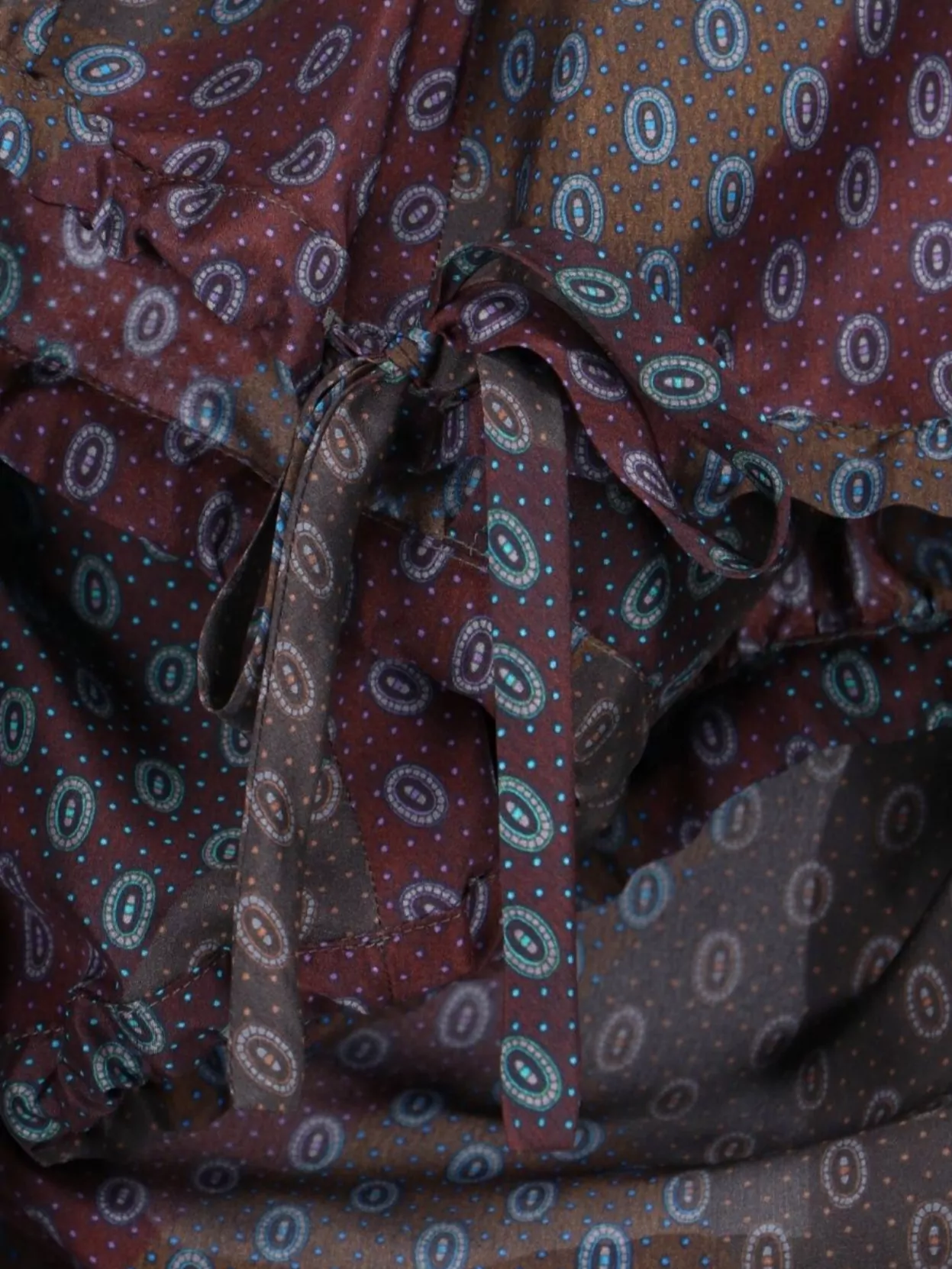 Dries Van Noten Long Sleeve Patterned Top With Tie Detail