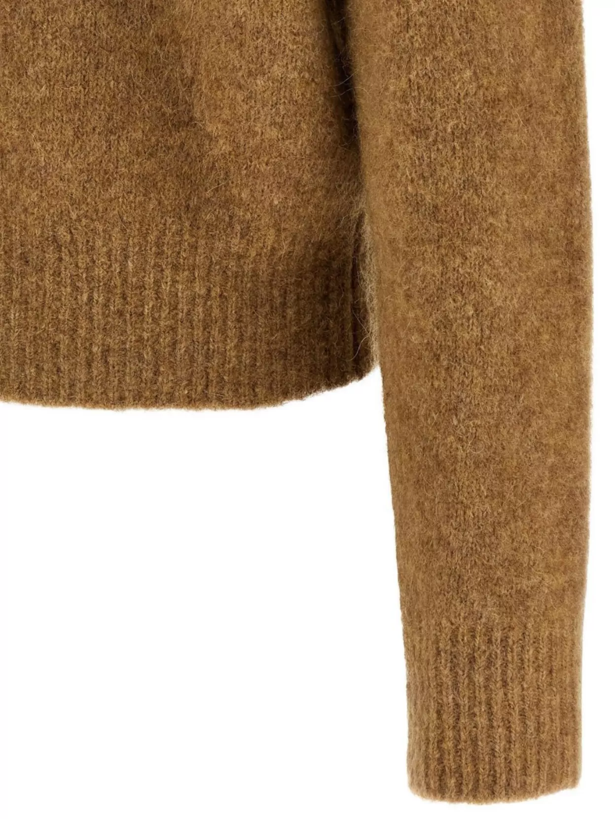 Ami Alexandre Mattiussi Camel Stretch Alpaca Blend Polo Shirt In Brown