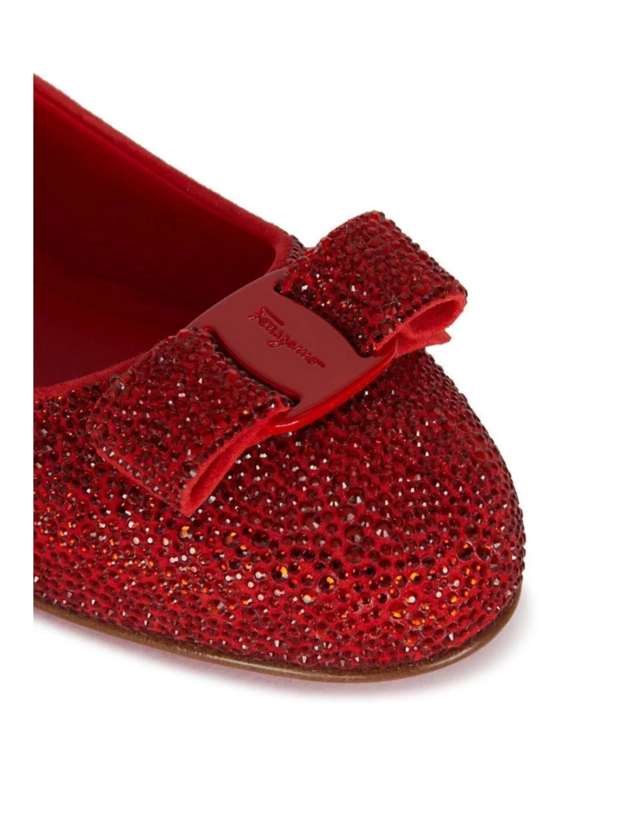 Ferragamo Leather Ballerinas Featuring Rhinestone Embellishments