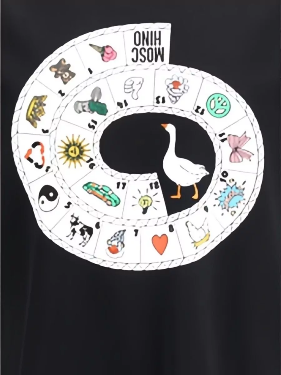 Moschino Crew Neck Graphic Print Silk Nylon T-Shirt