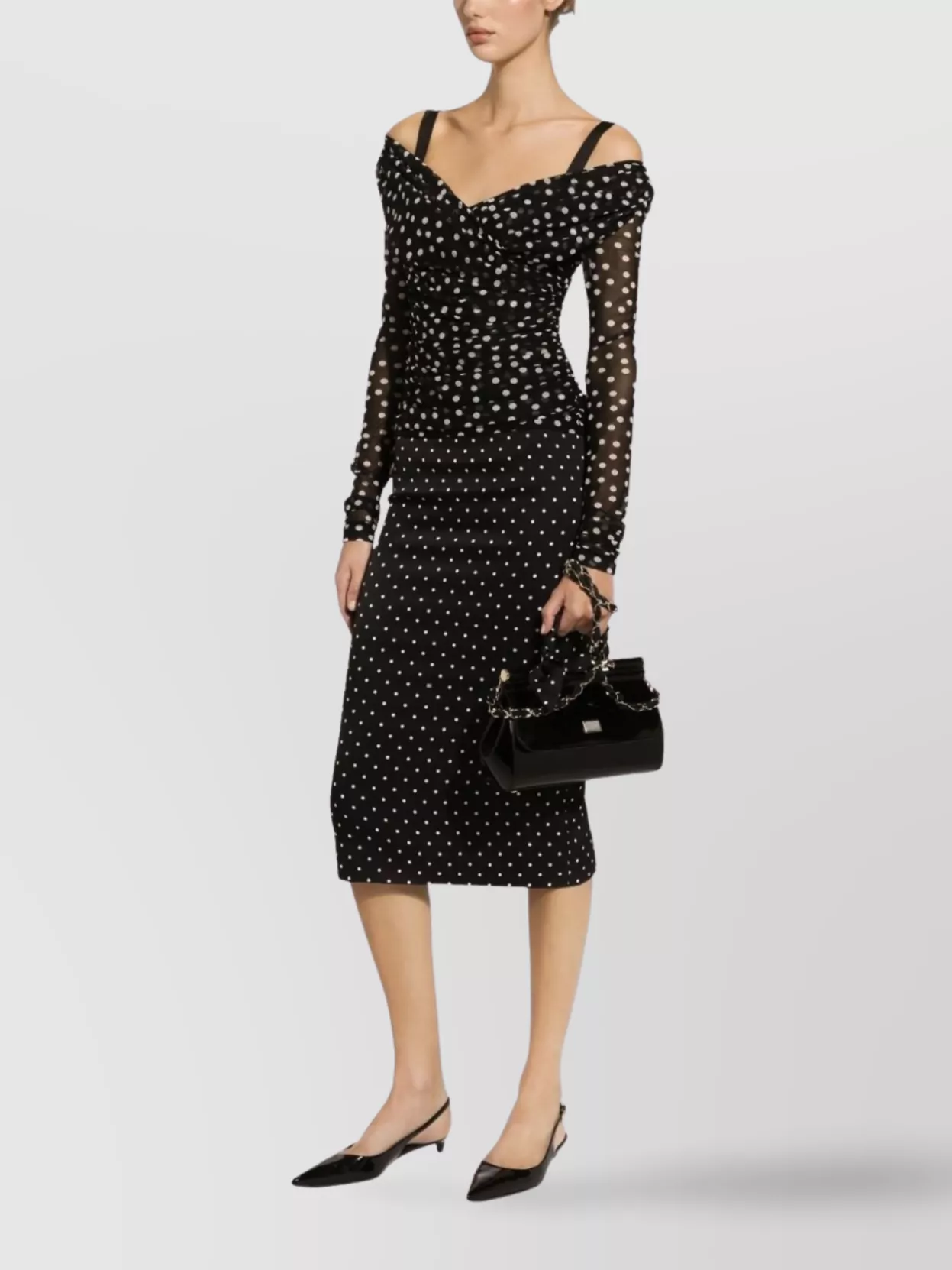 Dolce&Gabbana Sleeveless Polka Dot Top With Sheer Sleeves