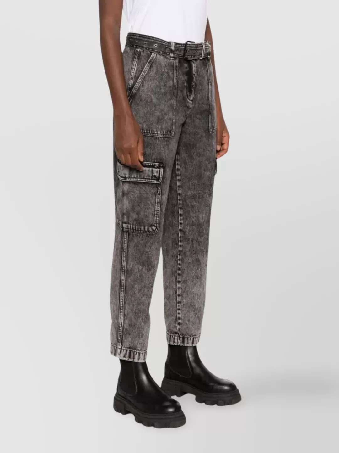 Michael Kors Straight Leg Cargo Pants With Washed Effect In Gray