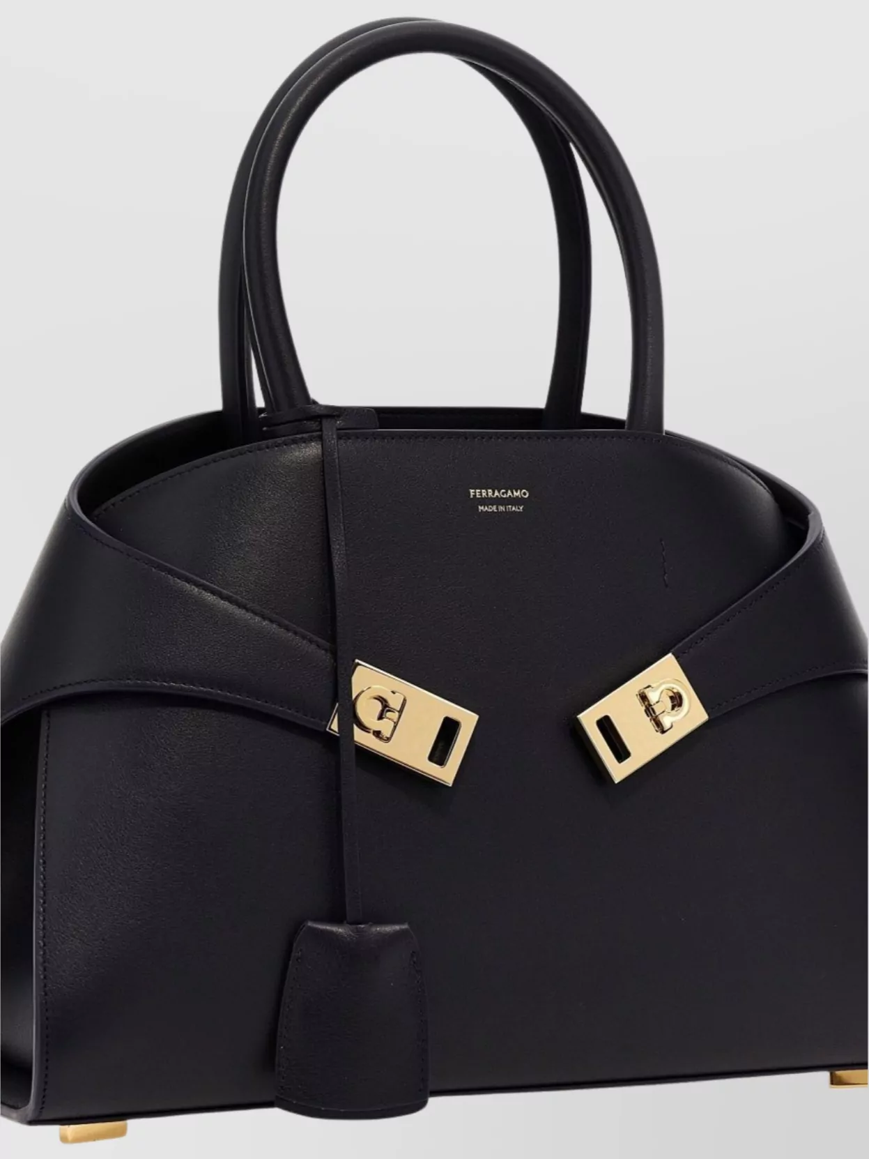 Ferragamo Structured Handbag With Detachable Strap And Top Handles
