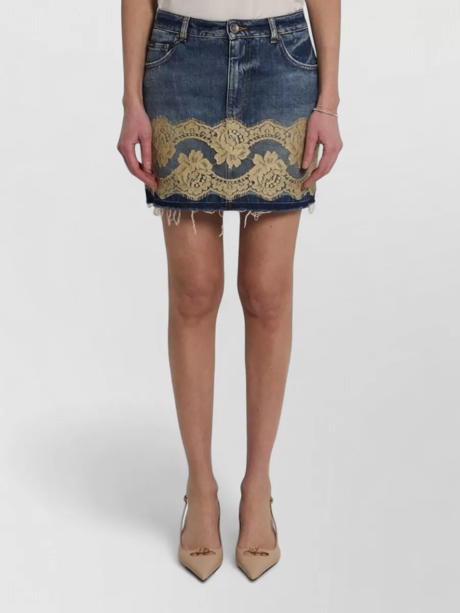 Dolce&Gabbana denim lace-insert mini skirt