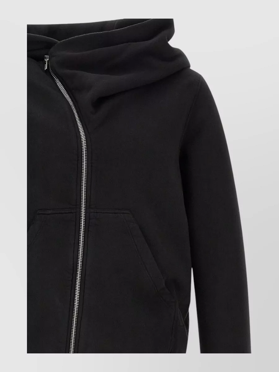 Rick Owens Drkshdw Cotton asymmetric zip hooded jacket