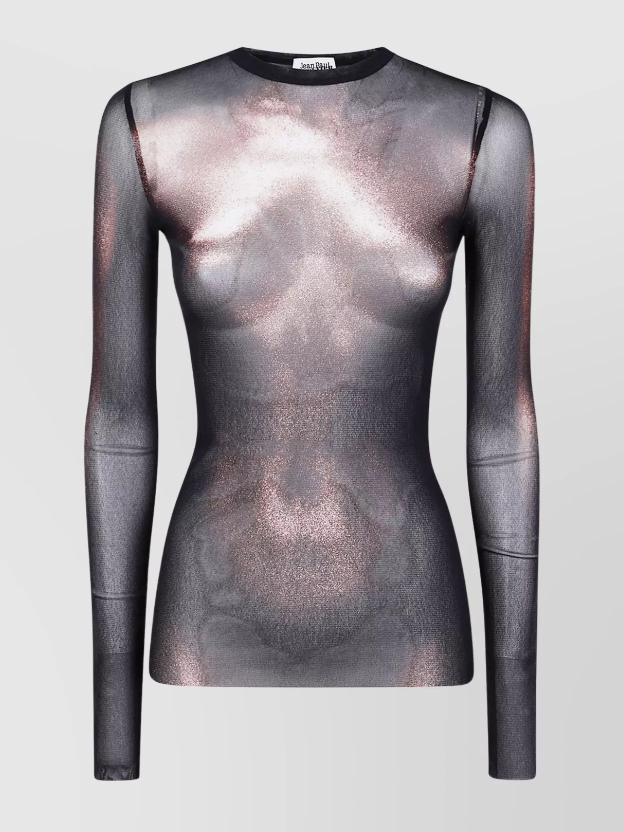 Jean Paul Gaultier Sheer Mesh Crew Neck Top Long Sleeves