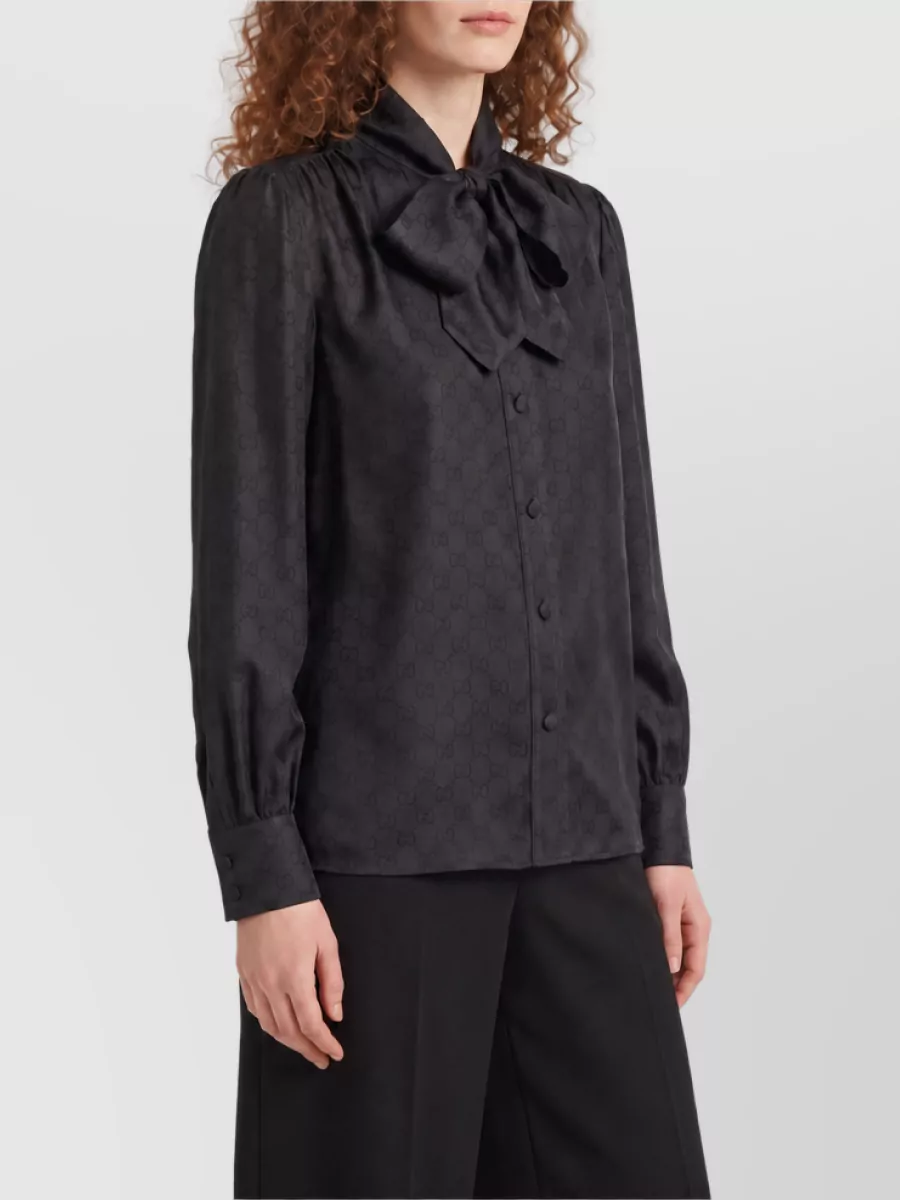 Gucci Silk Printed Bow Blouse