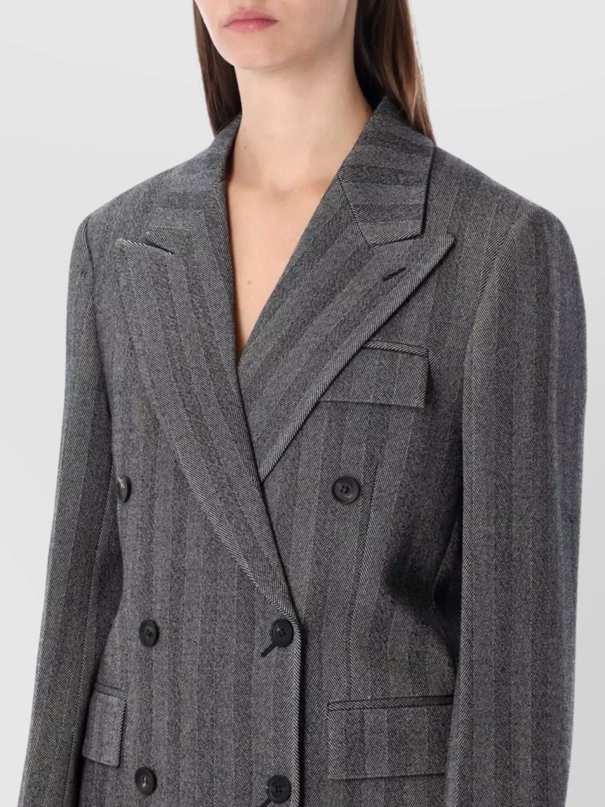 Ferragamo Herringbone Jacket With Chest And Flap Pockets