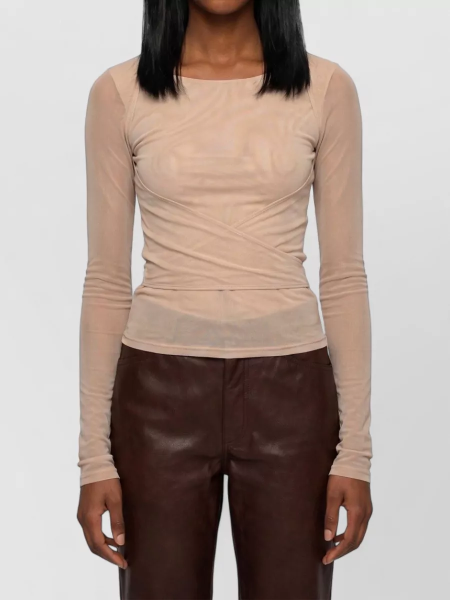 Lemaire mesh jersey long-sleeve wrap top