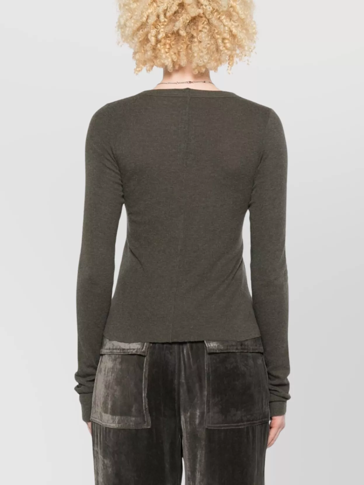 Rick Owens Long Sleeve Cropped Ribbed Knit Top