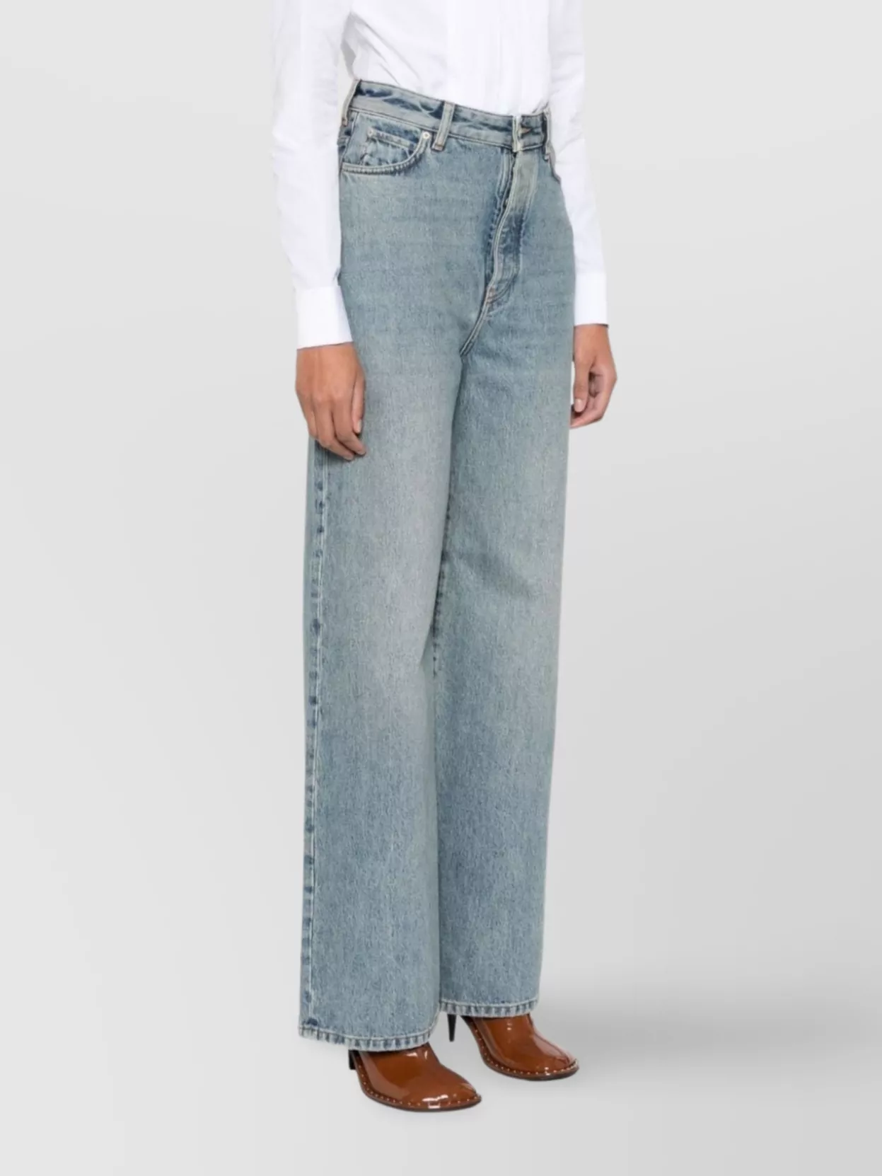 Loewe High Waist Denim Jeans With Wide Leg