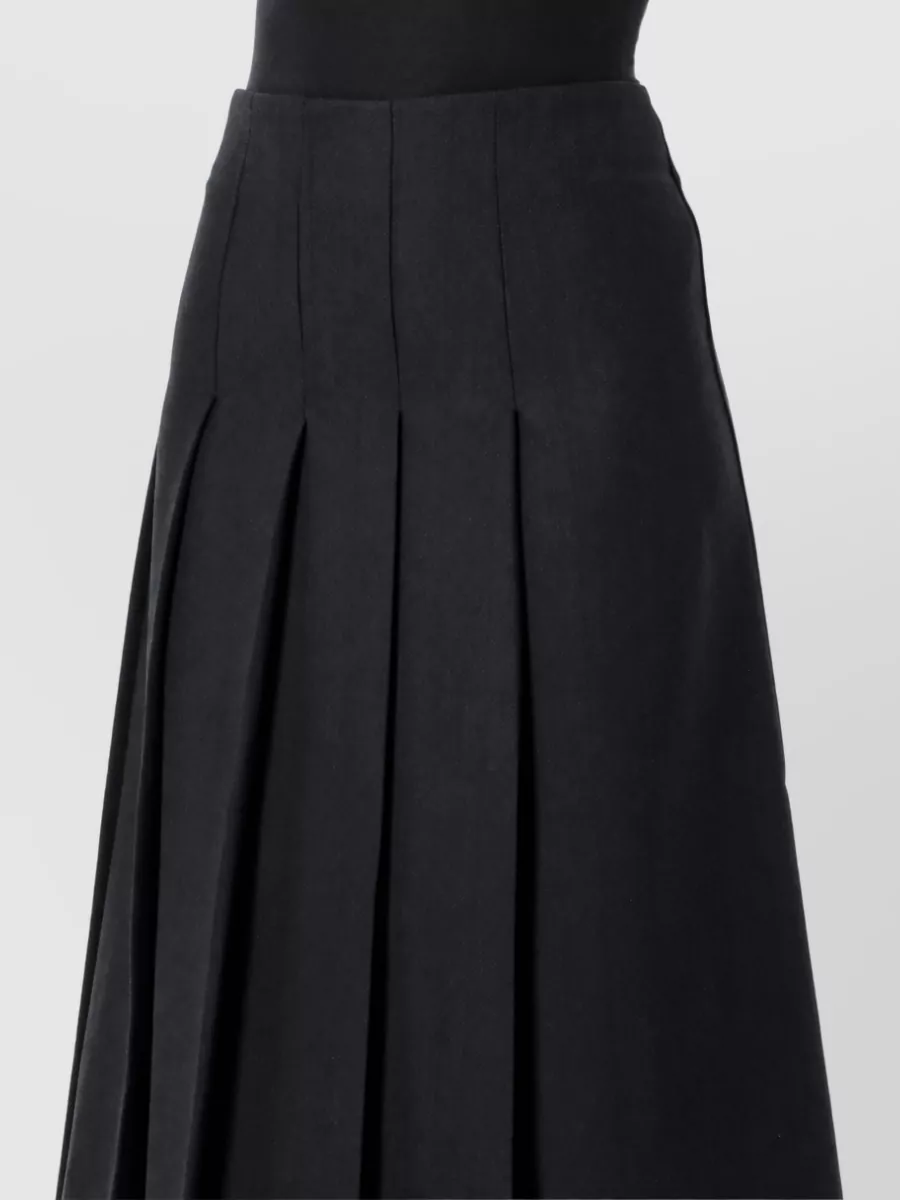 Studio Nicholson Wool Asymmetric Pleated Midi Skirt