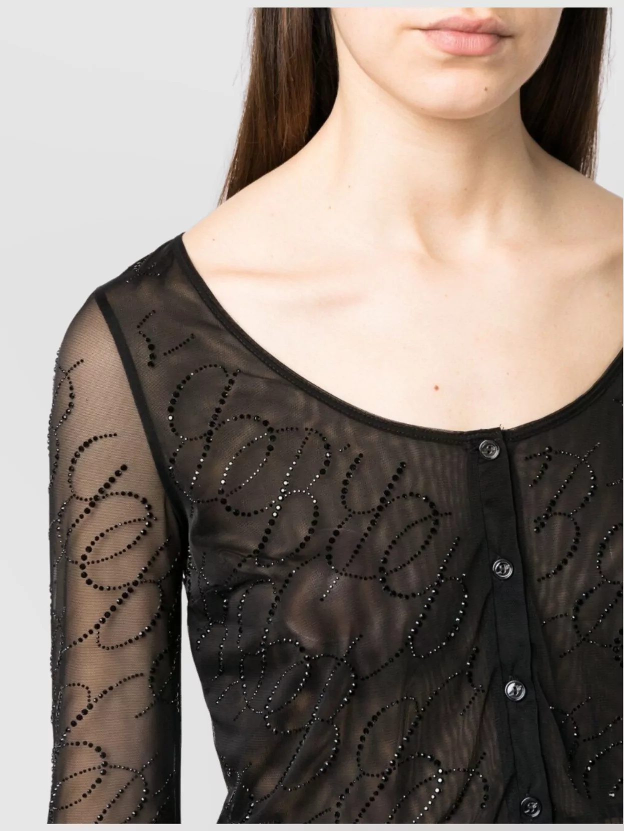Blumarine Knitwear Sheer Embellished Cropped Length
