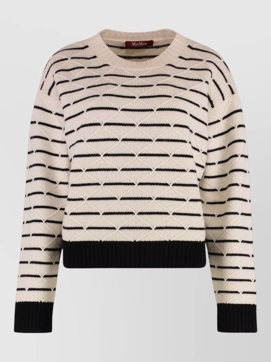 S Max Mara Striped diamond-pattern wool cashmere sweater