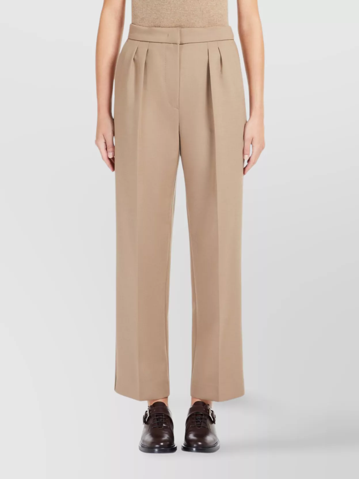 Max Mara Slim-fit Stretch-wool Trousers With Double Pleats