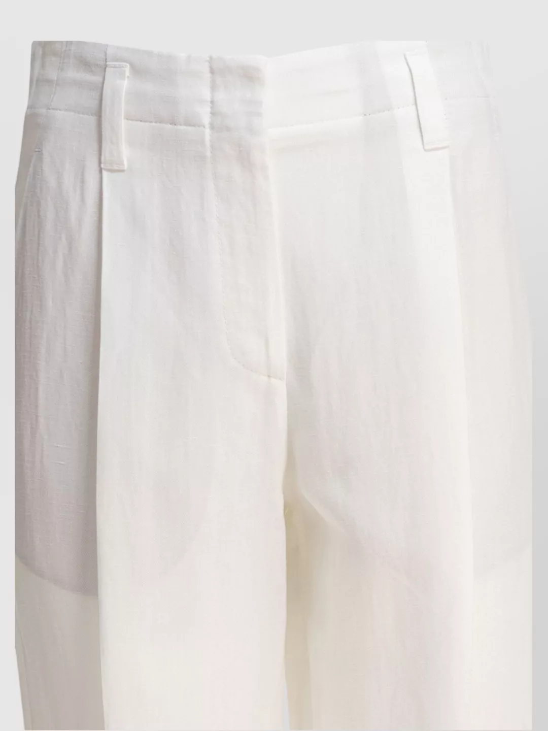 Shop Brunello Cucinelli Front Pleated Straight Leg Trousers With Belt Loops And Back Pockets