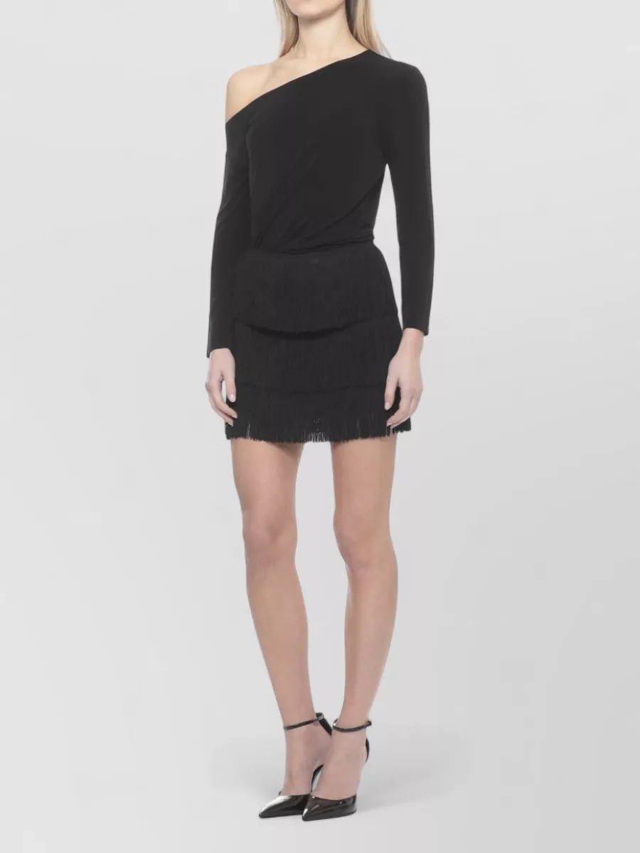 Norma Kamali Fringed Midi Skirt