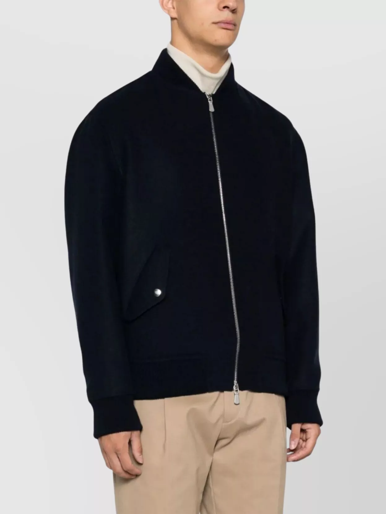 Shop Eleventy Zippered Bomber Jacket Side Pockets In Blue