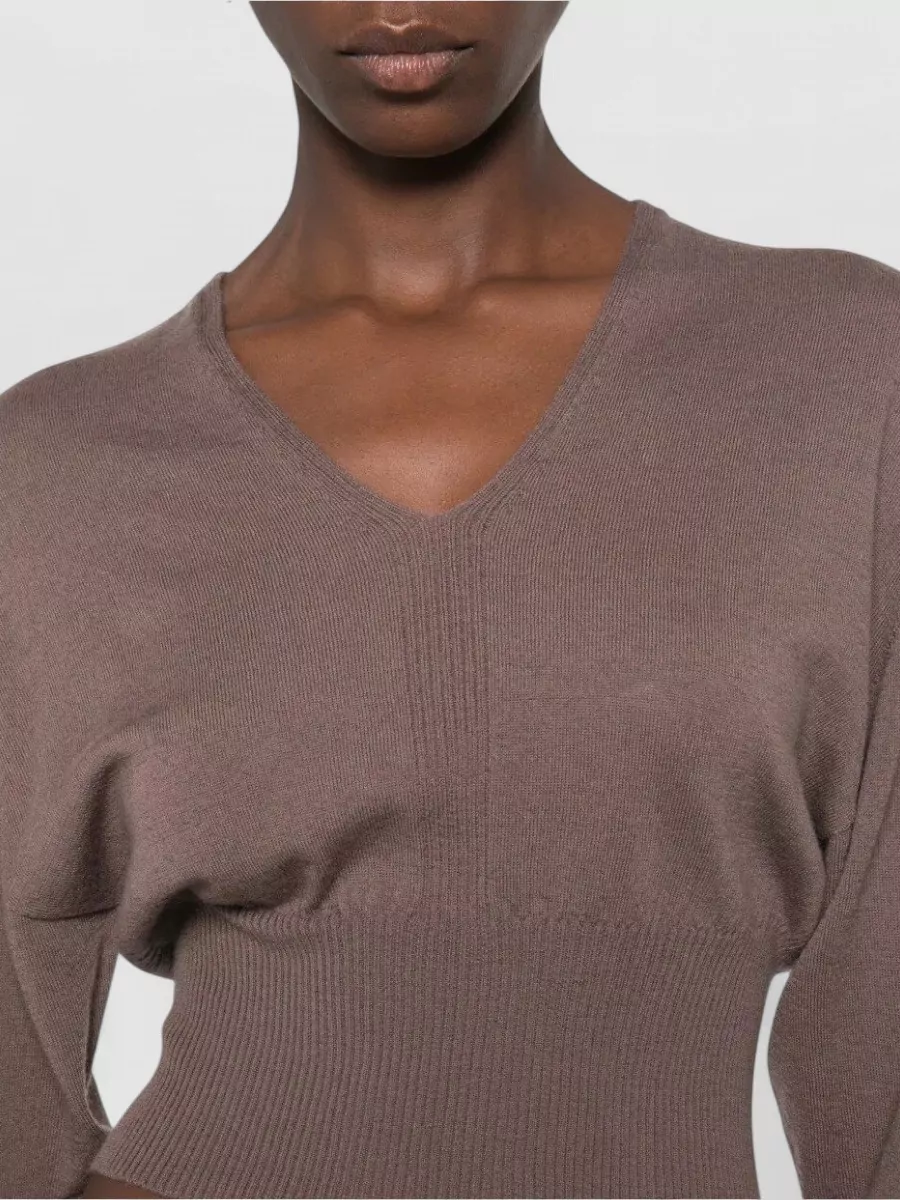 Rick Owens Virgin Wool V-Neck Cropped Jumper