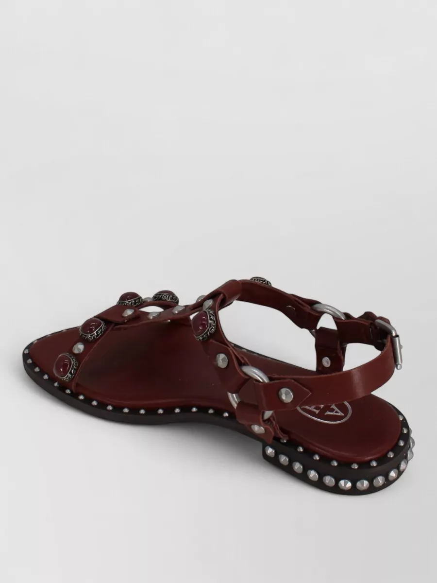 Ash Podium Leather Ankle Strap Studded Sandals In Multi