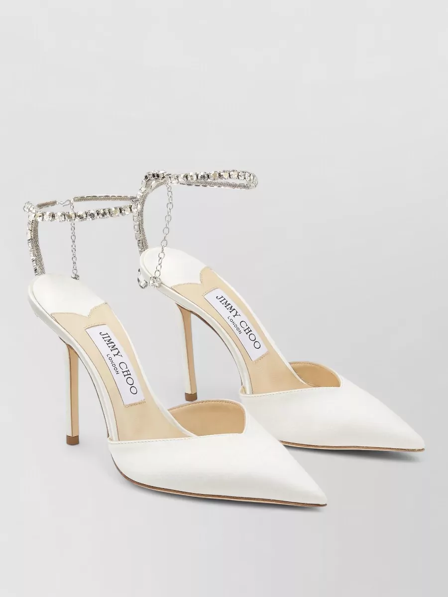 Jimmy Choo Silk Crystal-Embellished Pointed-Toe Pumps