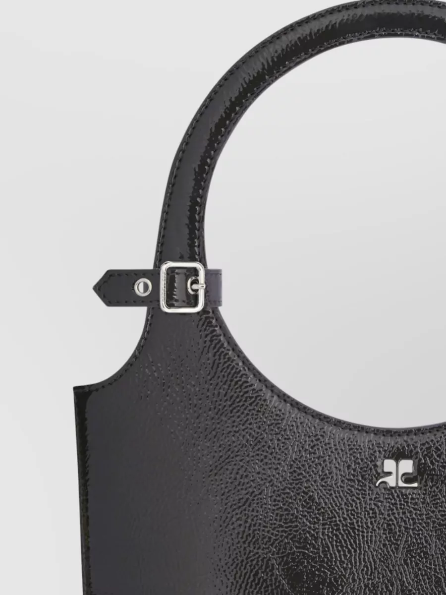 Courrèges Curved Patent Leather Shoulder Bag