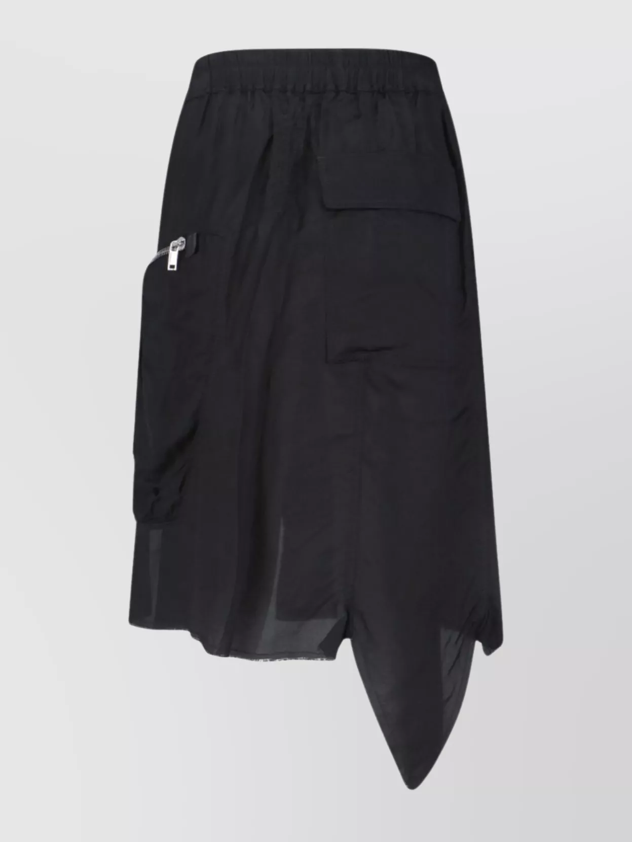 Rick Owens Midi Skirt With Asymmetric Hem And Pockets In Black