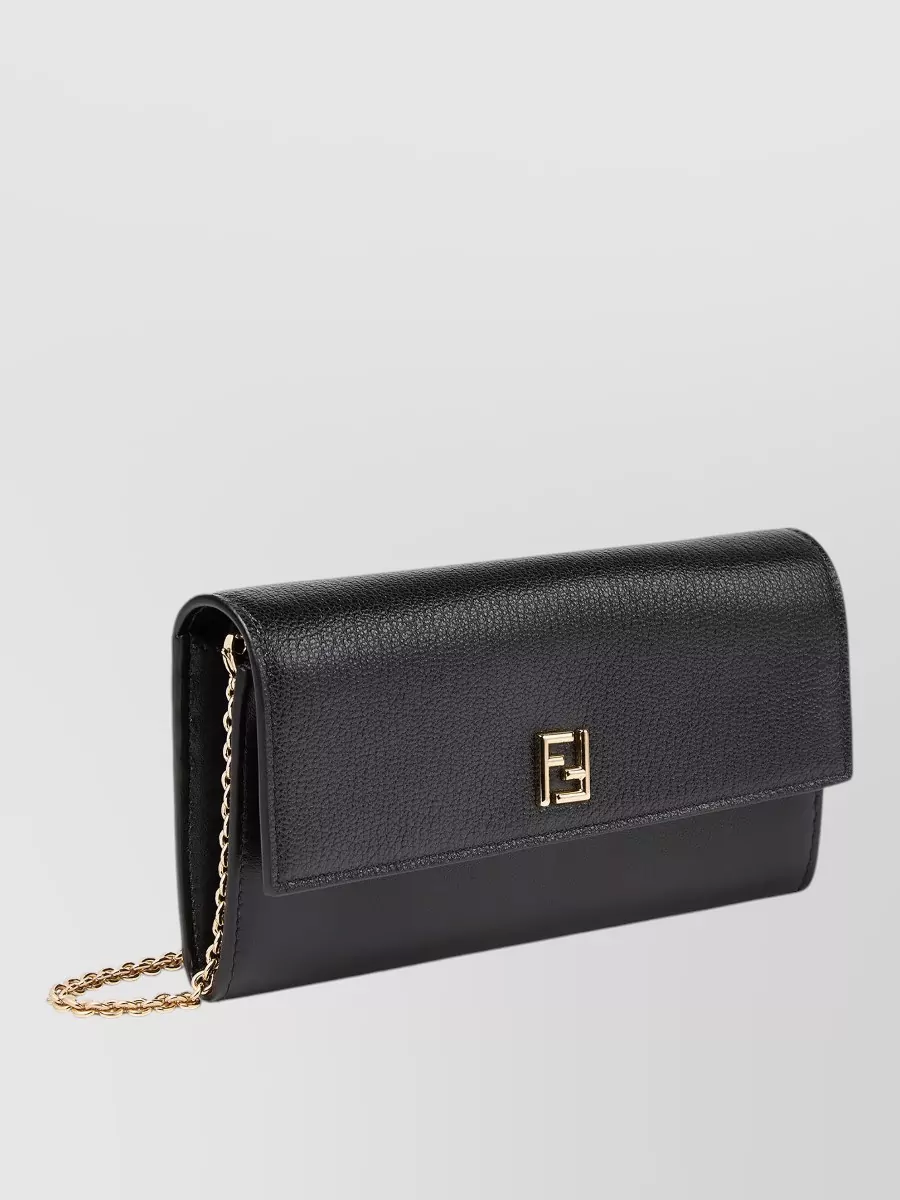 Fendi Leather Continental Wallet With Chain