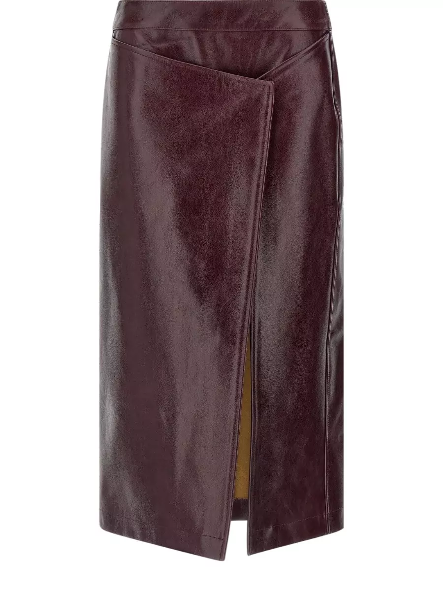 Armarium Leather Asymmetric Wrap Midi Skirt