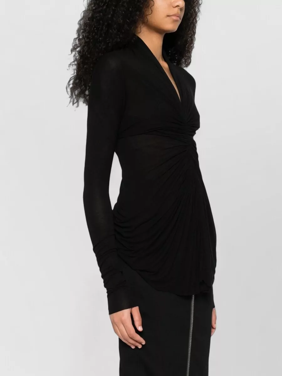 Rick Owens Radiance Long Sleeve Draped Sheer Top