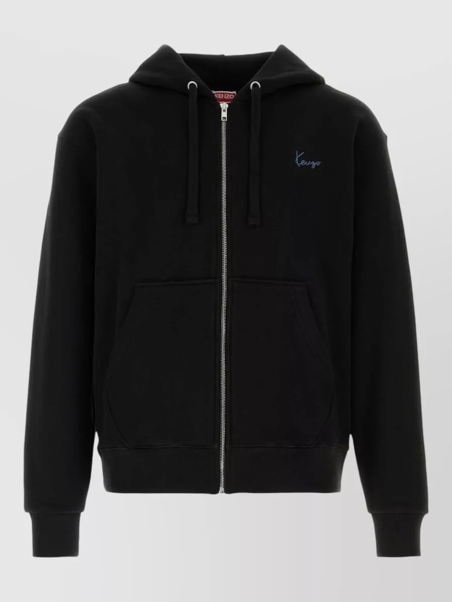 Kenzo cotton logo-embroidered zip hoodie