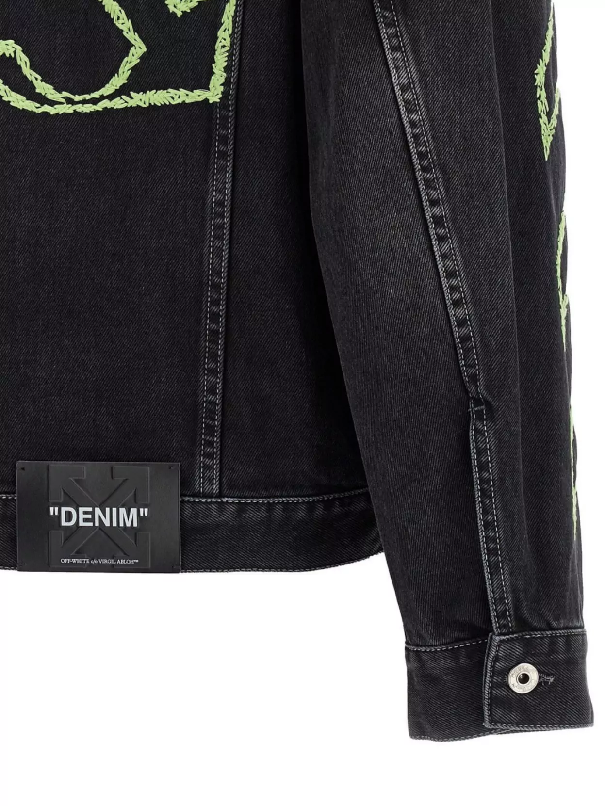 Off-white Diagonal Arrow Outline Embroidered Denim Skate Jacket
