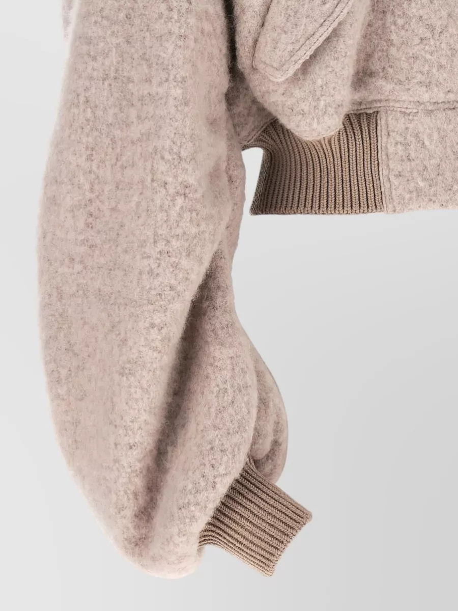 Rick Owens Wool Bouclé Cropped Bomber Jacket