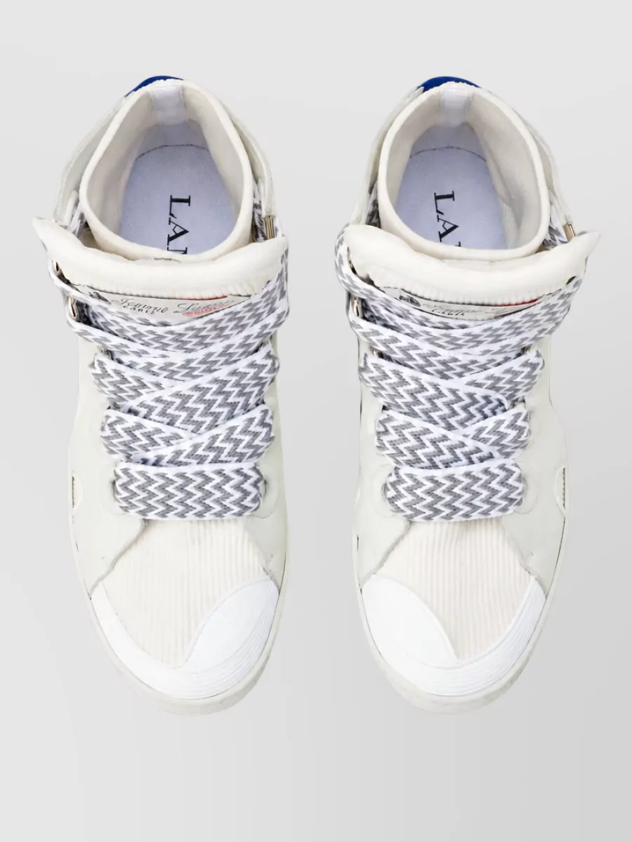 Lanvin High-Top Nylon And Calf Leather Lace-Up Sneakers