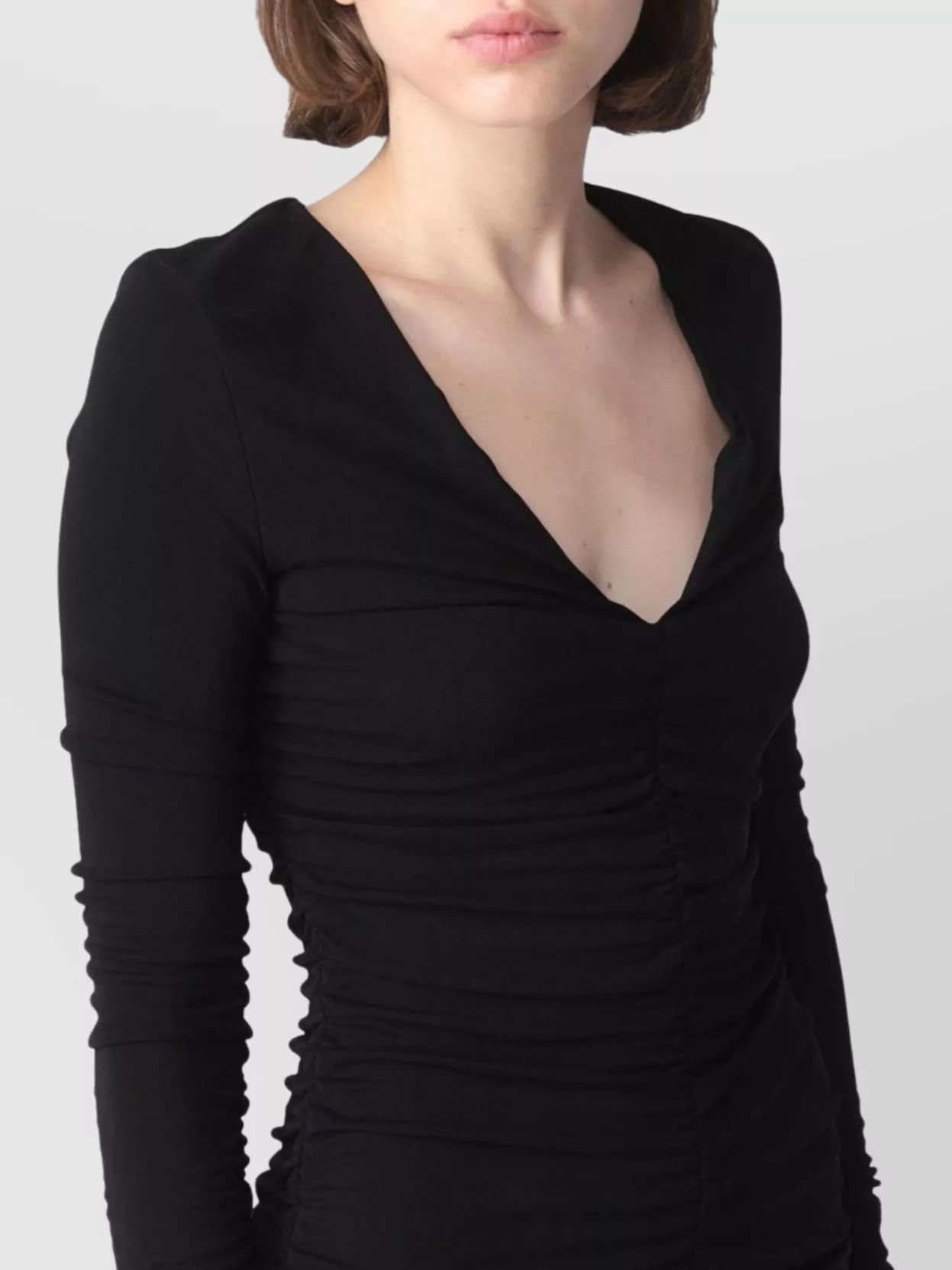 Pinko Silhouette Ajustée V-Neckline Long Sleeves Ruched Detailing