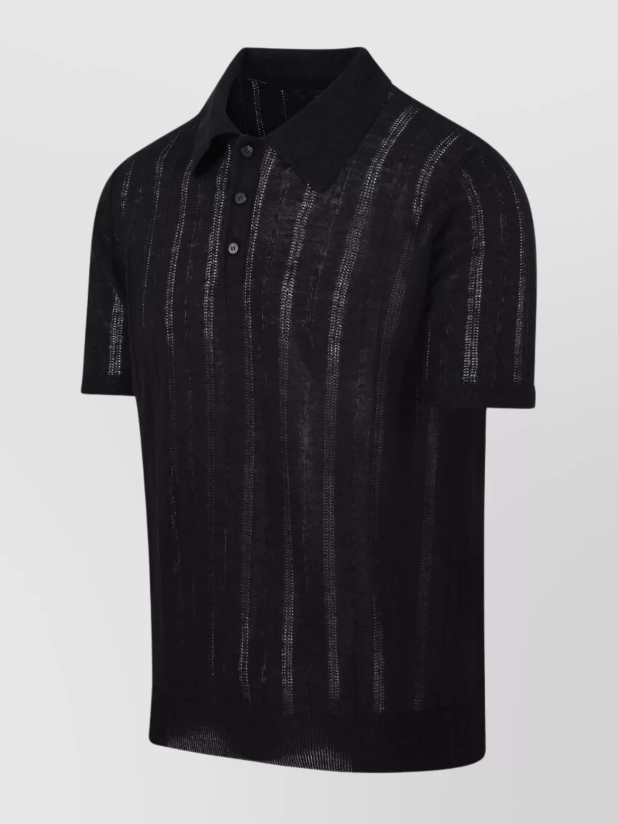 Roberto Collina Sheer Striped Short Sleeve Polo Vest