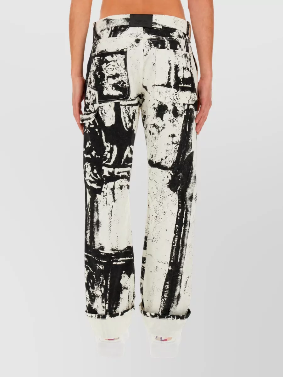 Alexander Mcqueen Printed Denim Straight-Leg Jeans
