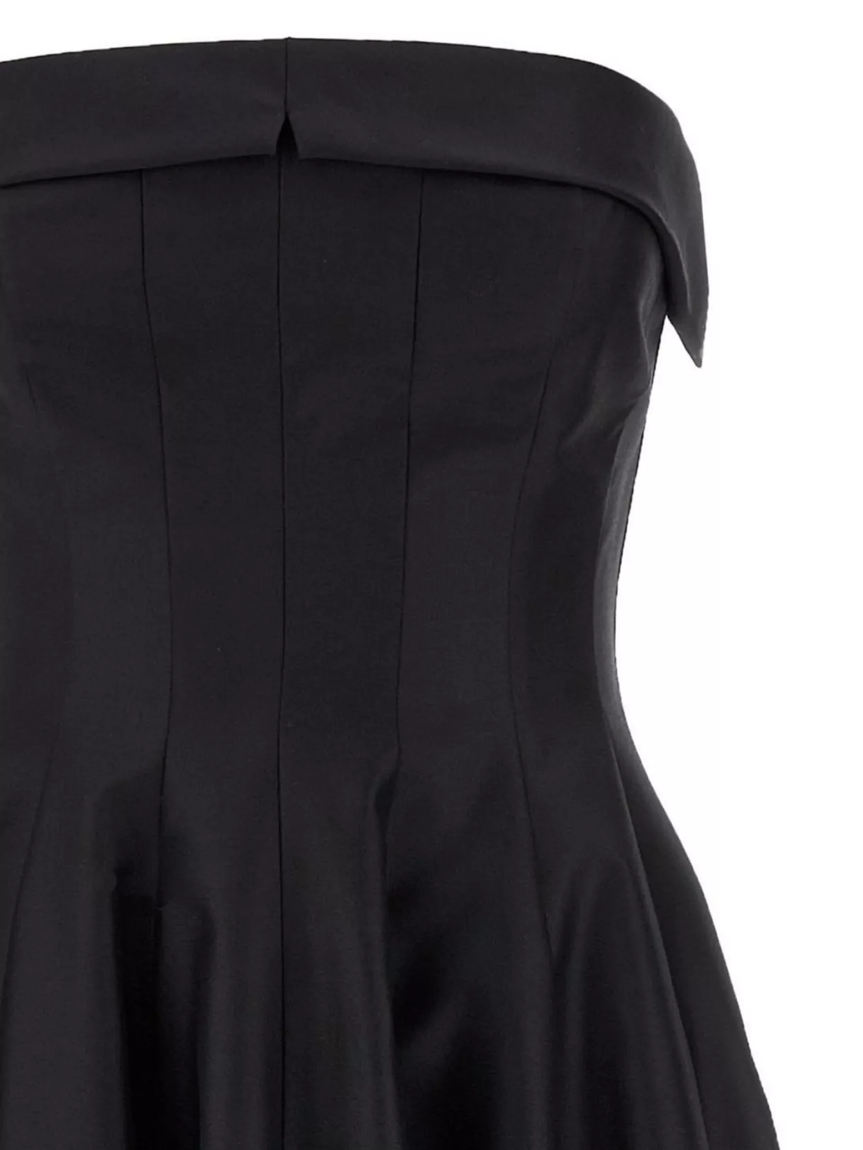 Alberta Ferretti Shoulder-baring Dress With Fitted Bodice And Flared Skirt In Black