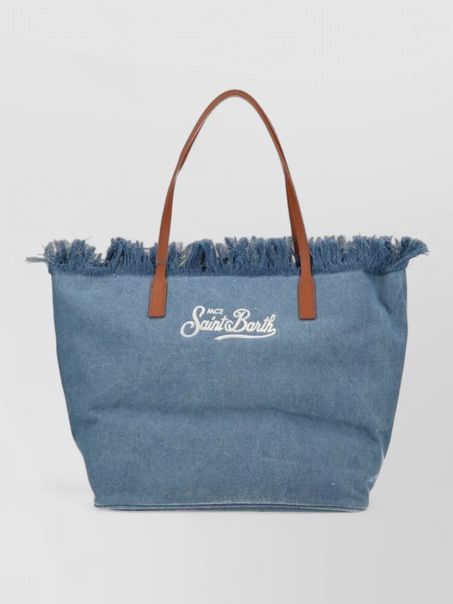 Mc2 Saint Barth denim fringe tote bag