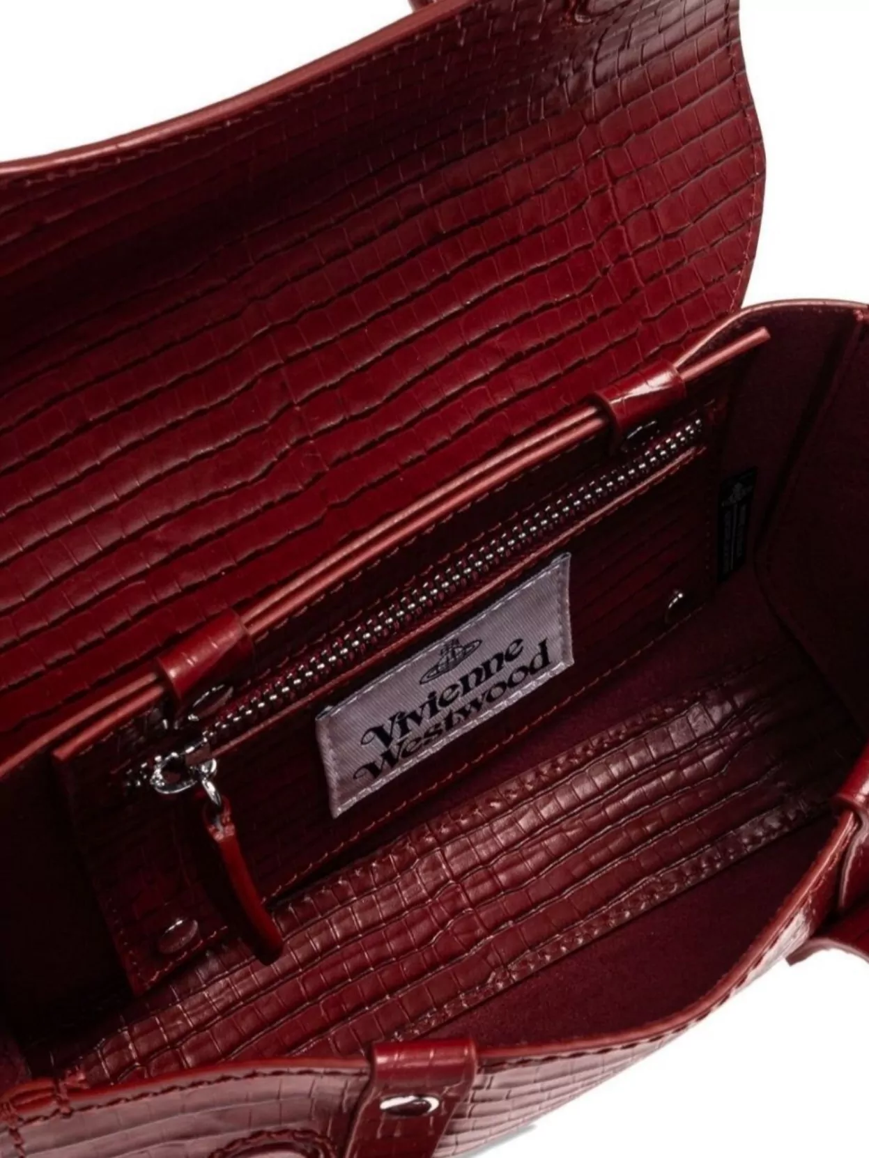 Vivienne Westwood Crocodile-Effect Leather Shoulder Bag Top Handles