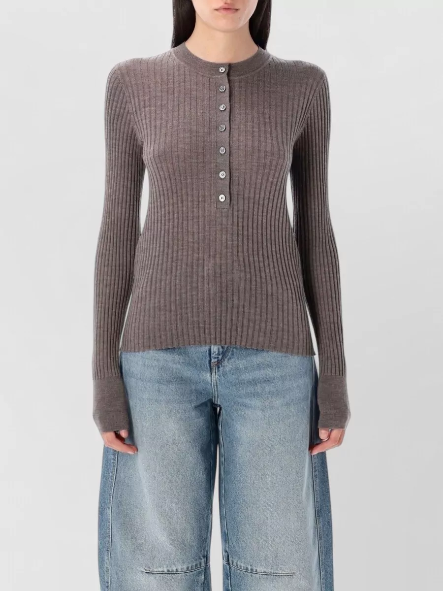 Soeur Merino Wool Ribbed Long-Sleeve Sweater