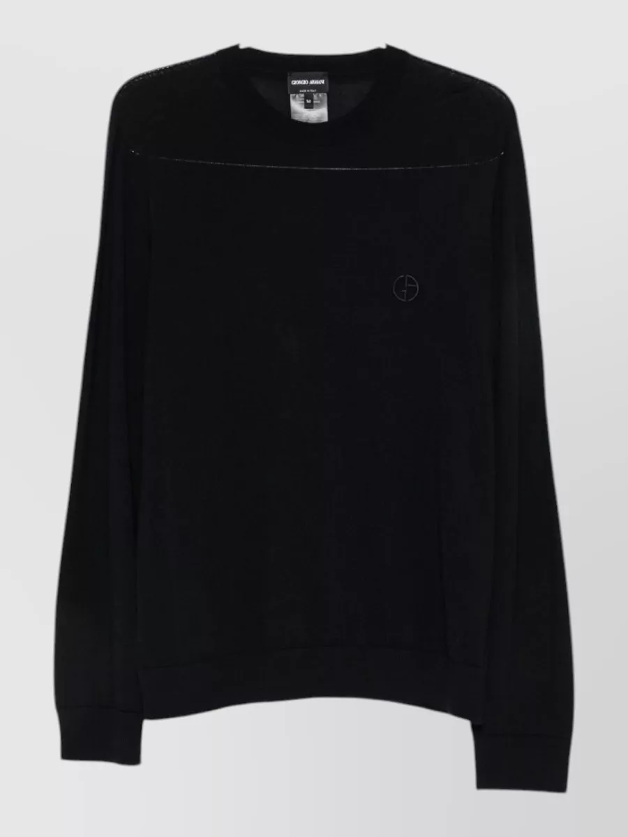 Giorgio Armani virgin wool logo embroidered crewneck sweater