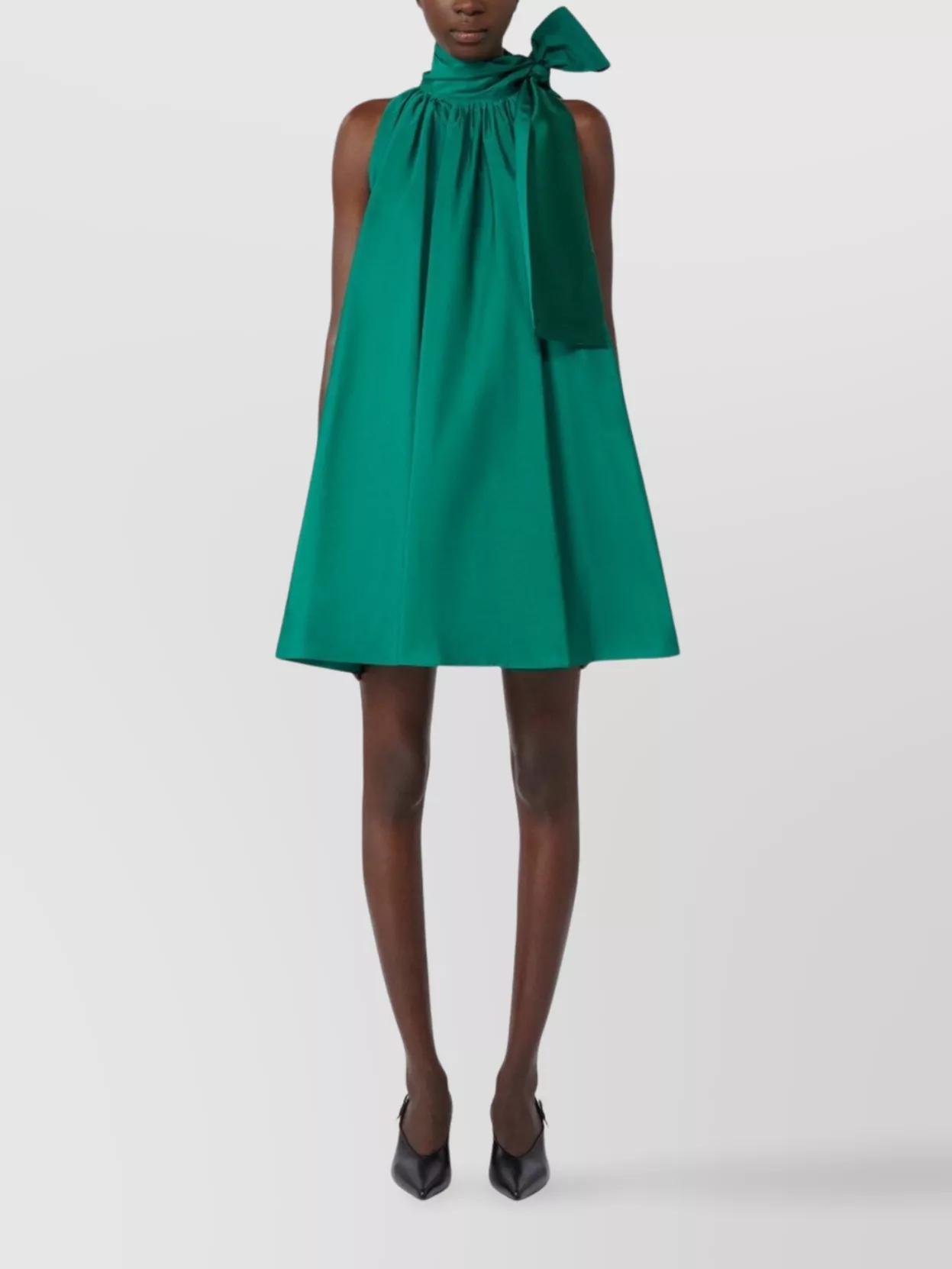 Max Mara Flared Halter Neck Dress With Pleated Design