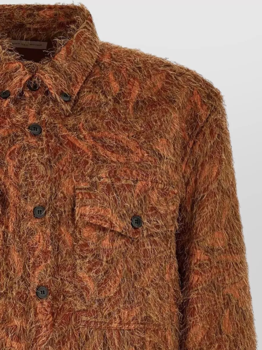 Dries Van Noten Shaggy Jacquard Shirt Jacket