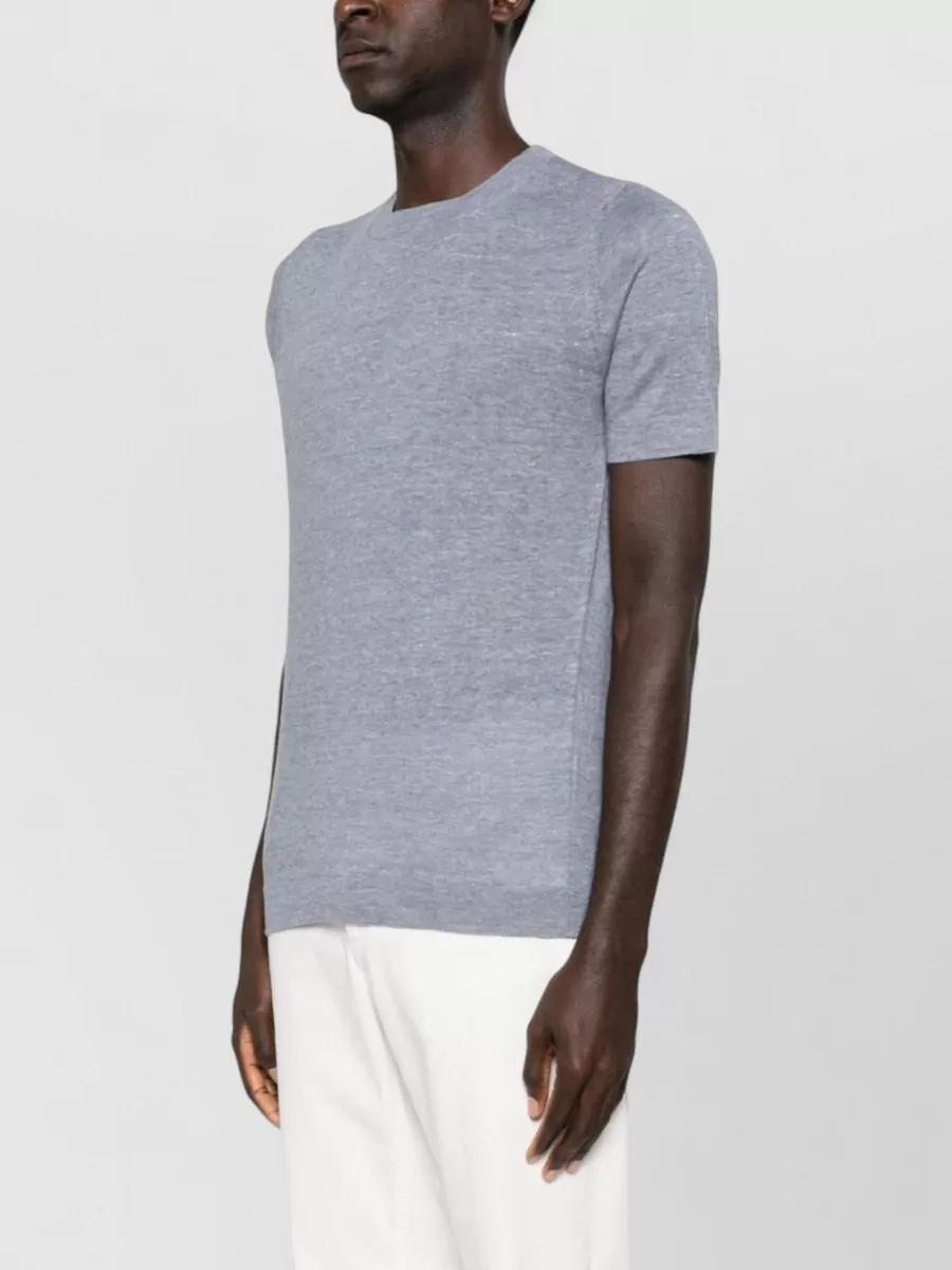 Brunello Cucinelli Linen Blend Sweater Round Neck Short Sleeves