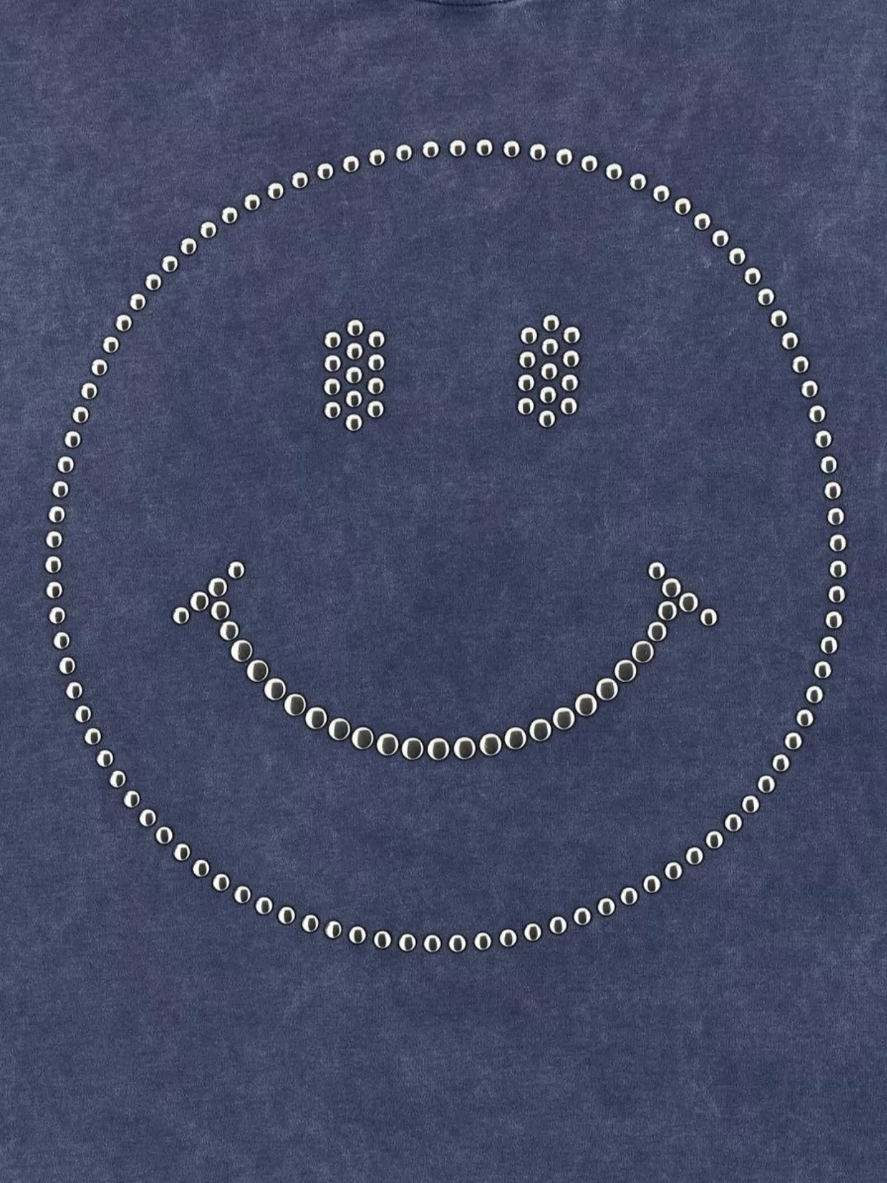 Moschino Smiley Face Studs Crew Neck T-shirt In Blue