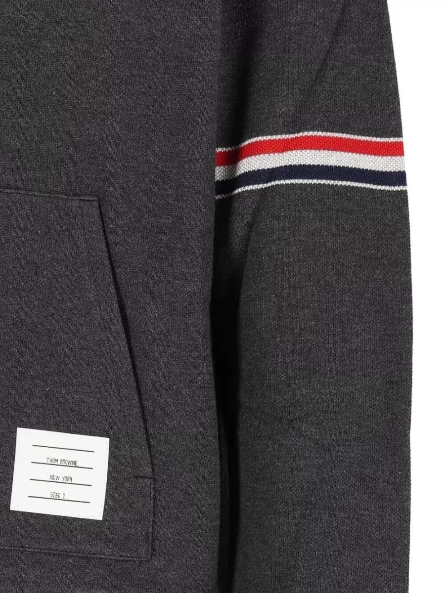 Thom Browne Funnel Neck Pullover Kangaroo Pocket Stripe