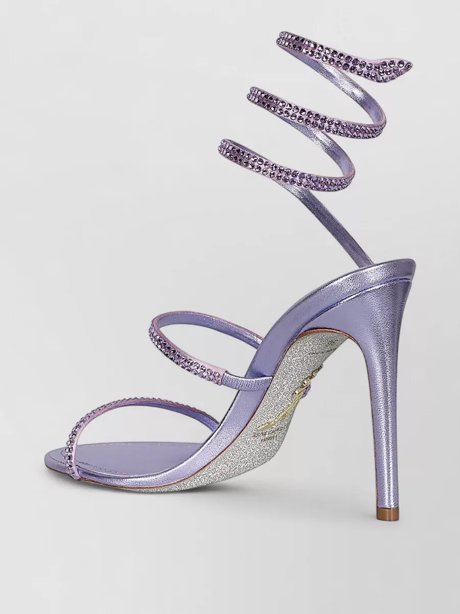 Rene Caovilla Satin Crystal-Embellished Stiletto Sandals
